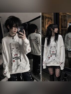 VOLCAN&APHRODITE Devil Girl Graphic Sweatshirt — Size M